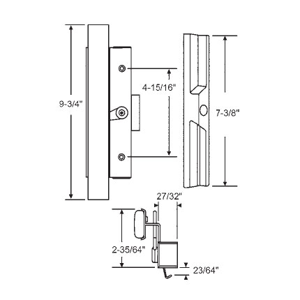 TechnologyLK STB Sliding Glass Patio Door Handle Set, Clamp Style, Non-Keyed, Black, 4-15/16&quot; Screw Holes  | 13271