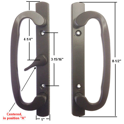 TechnologyLK Sliding Glass Patio Door Handle Set, Mortise Type, A-Position, Non-Keyed, Bronze, 3-15/16&quot; Screw Holes | 13291BZ