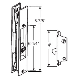 Strybuc Industries STB Sliding Glass Patio Door Handle Set, Flush Mount, Non-Keyed, Black, 6-1/4&quot; Screw Holes  | 13391