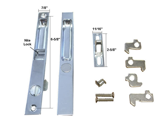 Chrome Fit-All Flush Mount Handle Set with NiteLock, Non-Keyed, 6-1/2&quot; Screw Holes with Five Hook Assortment | 13-140 | 13140