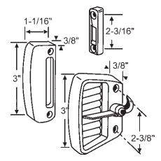 TechnologyLK STB Sliding Patio Screen Door Latch and Handle Set, 1-3/4&quot; Screw Holes  | 1475B