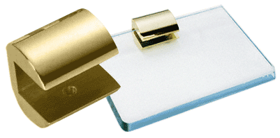 C.R. Laurence CRL Gold Plated 1-1/4&quot; Long No-Drill Glass Shelf Clamp for 1/2&quot; Glass | 1430GP