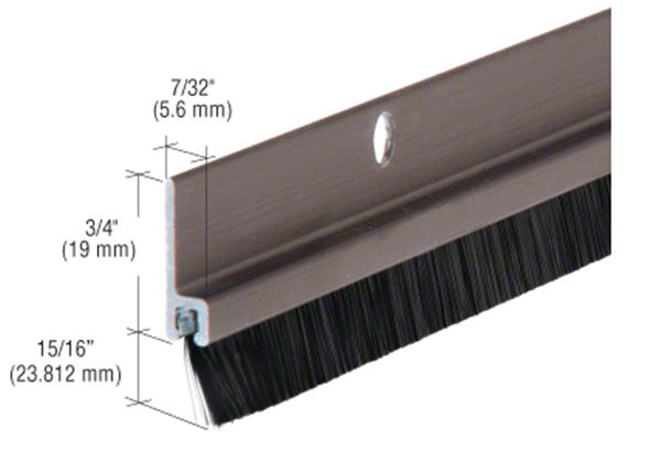 Dark Bronze Anodized and Nylon Door 15/16&quot; Bristle Weatherstrip - 36 in long | 1480PD36