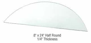 C.R. Laurence CRL 8&quot; x 24&quot; Half Round 1/4&quot; Clear Tempered Glass Shelf - Pack of 5 | 14TGH824