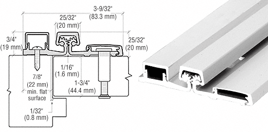 C.R. Laurence CRL Satin Anodized Roton 157HD Series Heavy Duty Full Surface Frame Face Continuous Hinge- 83&quot; | 157HD83A