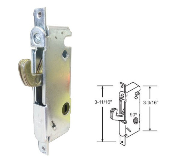 Gordon Glass Co. Gordon Glass&amp;#174; Sliding Glass Patio Door Lock, Mortise Type, 90 Degree Keyway, 3-11/16&quot; Screw Holes  - Pack of 6 | 161746