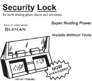 Security Lock for Both, Sliding Glass Doors or Windows | 16192