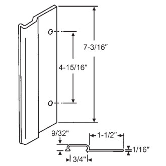 TechnologyLK STB Sliding Glass Patio Door Outside Pull for Hook Style Handle Set, Aluminum, 4-15/16&quot; Screw Holes  | 16198