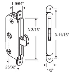 TechnologyLK STB Sliding Glass Patio Door Lock, Mortise Type, 3-11/16&quot; Screw Holes  | 16490