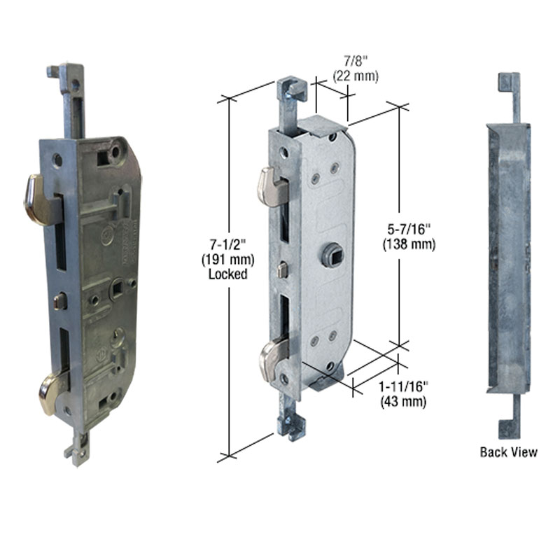 STB Sliding Glass Patio Door Lock, Mortise Type, Multi-Point, 4-7/16&quot; Screw Holes  | 16542