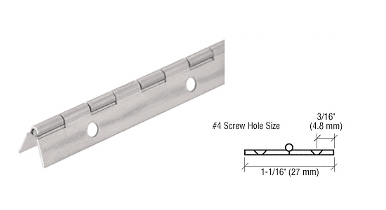 Piano Hinge, 1-1/16&quot; Open Width, 72 in Long,Nickel on Steel  | 1716NS