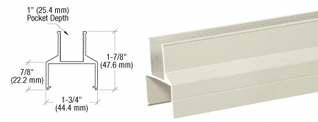 C.R. Laurence CRL Oyster White 100 Series Bottom Rail - 20 ft Long | 1BR2410W