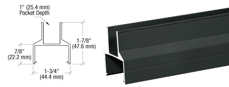 C.R. Laurence CRL Matte Black 100 Series Bottom Rail - 20 ft Long | 1BR241BL