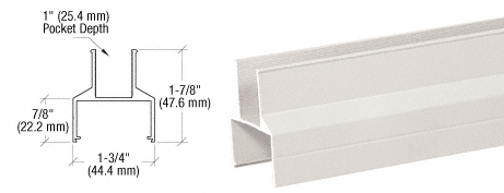 C.R. Laurence CRL Sky White 100 Series Bottom Rail - 20 ft Long | 1BR241W