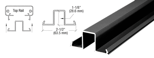 C.R. Laurence CRL Matte Black 200, 300, 350, and 400 Series Glass Top Infills - 20 ft Long | 1FGLSBL