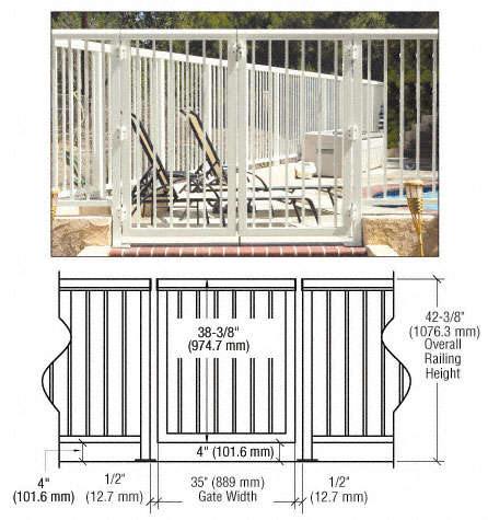 C.R. Laurence CRL Oyster White 36&quot; Aluminum Railing System Gate With Picket for 1/4&quot; to 3/8&quot; Glass | 1PG36420W