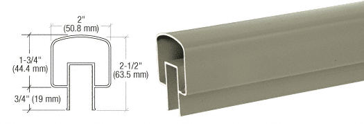 C.R. Laurence CRL Beige Gray 100 Series Top Rail 20&#39; 1&quot; | 1TR241BGY