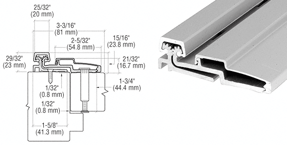 C.R. Laurence CRL Anodized Aluminum Finish Roton Heavy Duty 83&quot; Full Surface Hinge | 210HD83A