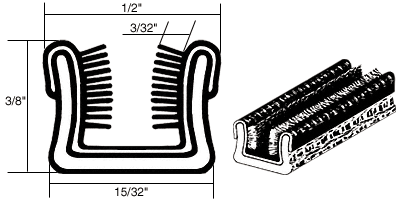 CRL-Automotive CRL 1/2&quot; x 3/8&quot; Unbeaded Flexible Glass Run Channel - 100 ft Roll | 21116432061C