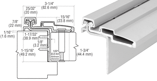 C.R. Laurence CRL Satin Anodized Roton 211HD Series Heavy Duty Half Surface - Frame Leaf Wrap-Around Continuous Hinge- 83&quot; | 211HD83A