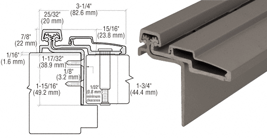 C.R. Laurence CRL Dark Bronze Anodized Roton 211HD Series Heavy Duty Half Surface - Frame Leaf Wrap-Around Continuous Hinge- 83&quot; | 211HD83DU