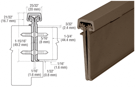 C.R. Laurence CRL Duranodic Bronze Finish Roton Concealed Leaf 83&quot; Hinge With Lip For 1-3/4&quot; Entry Door | 22483DU