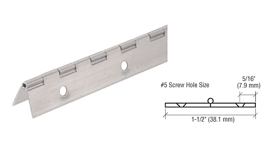 Piano Hinge, 1-1/2&quot; Open Width, 72 in Long, Nickel on Steel | 2416NS