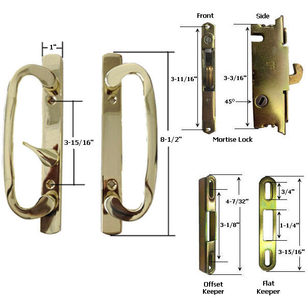 Sliding Glass Patio Door Hardware: Mortise Locks, Handles Sets, Pulls | 245BP175K