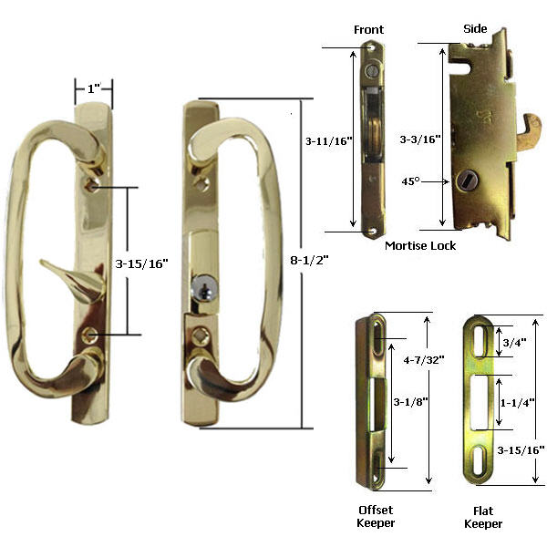 Sliding Glass Patio Door Hardware: Mortise Locks, Handles Sets, Pulls | 245BPK175K