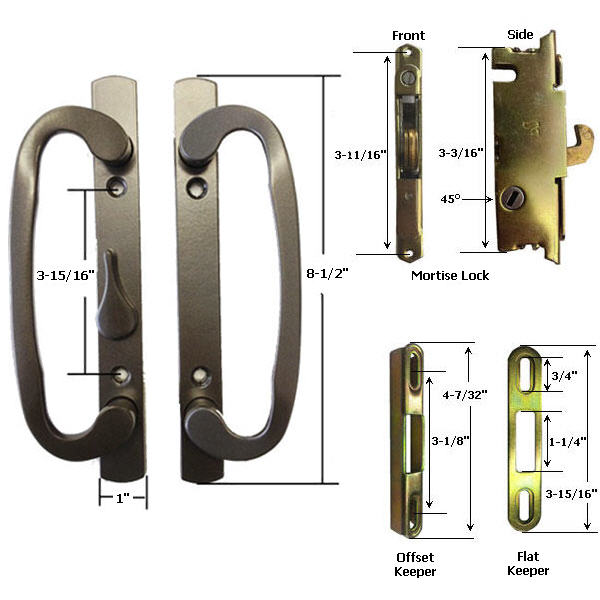 Sliding Glass Patio Door Hardware: Mortise Locks, Handles Sets, Pulls | 245BZ175K