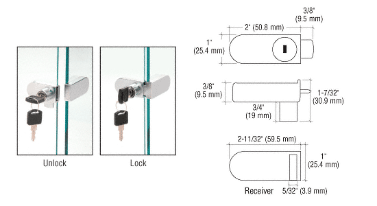 C.R. Laurence CRL Chrome No-Drill Showcase Lock | 255CH