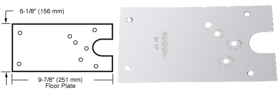 C.R. Laurence CRL Rixson Polished Chrome Finish Left Hand Offset-Hung 27 Series Floor Mounted Door Closer Cover Plate | 274750LHPC