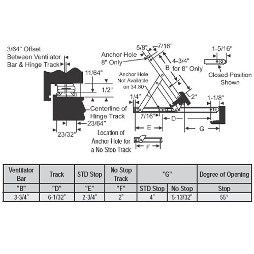TechnologyLK STB Casement Hinge, 4-Bar, Steel, Standard Duty, 10&quot; | 2810103