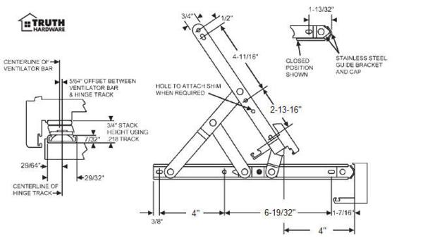 12&quot; Aluminum 4-Bar Hinge with Stop | 28-12-6-10 | 2812610