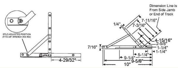 TechnologyLK STB Concealed Casement Hinge, Lower Left or Upper Right, 10&quot; | 28155