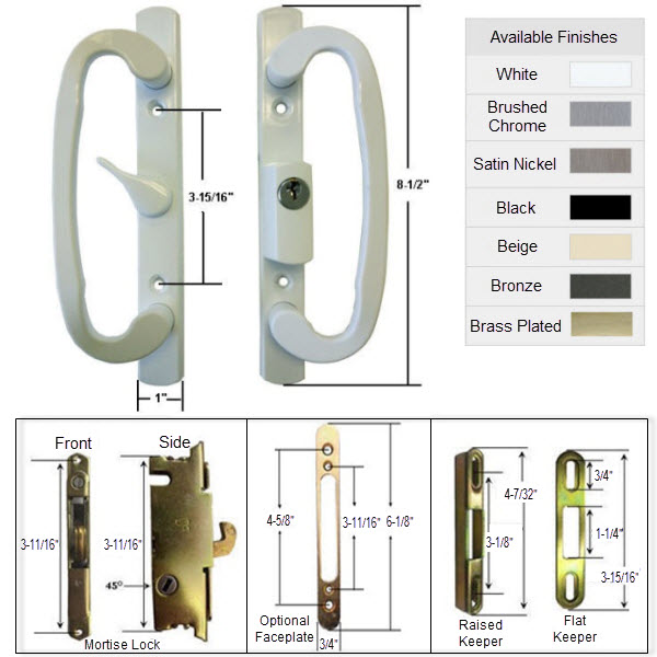Sliding Glass Patio Door Handle Kit with Mortise Lock and Keepers, A-Position | 291WK175K