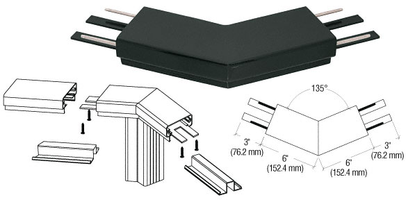 C.R. Laurence CRL Matte Black 200 Series Top Cap 135 Degree Corner | 2TRH3BL