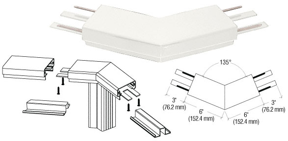 C.R. Laurence CRL Sky White 200 Series Top Cap 135 Degree Corner | 2TRH3W