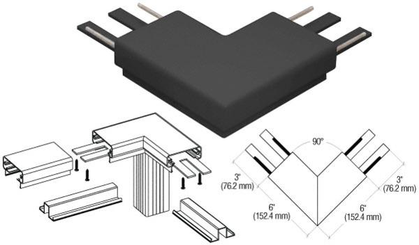 C.R. Laurence CRL Matte Black 200 Series Top Cap 90 Degree Corner | 2TRHBL