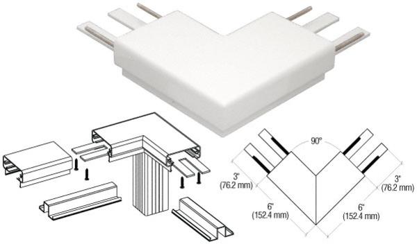 C.R. Laurence CRL Sky White 200 Series Top Cap 90 Degree Corner | 2TRHW