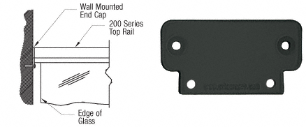 C.R. Laurence CRL 200 Series Matte Black Wall Mount End Cap | 2WECBL