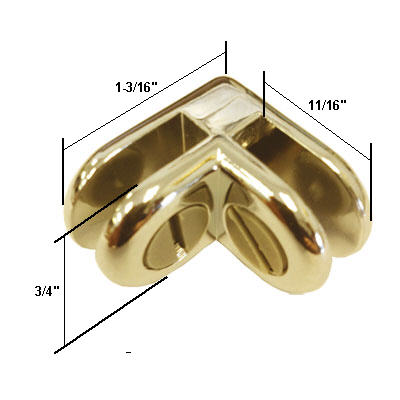Brass 2-Way Metal Glass Display Connector for 1/8&quot;,  3/16&quot; and 7/32&quot; Glass | MG9002B