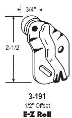 TechnologyLK 3/4&quot; Nylon Wardrobe Roller, 1/2&quot; Offset for E-Z Roll | 3191