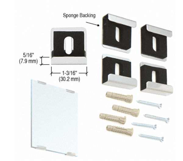 C.R. Laurence CRL Bright Chrome Quartet Mirror Clamp Set - Dallas Design - Set | 3061501