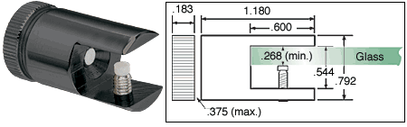 C.R. Laurence CRL Black Glass Shelf Connector | 3106BL