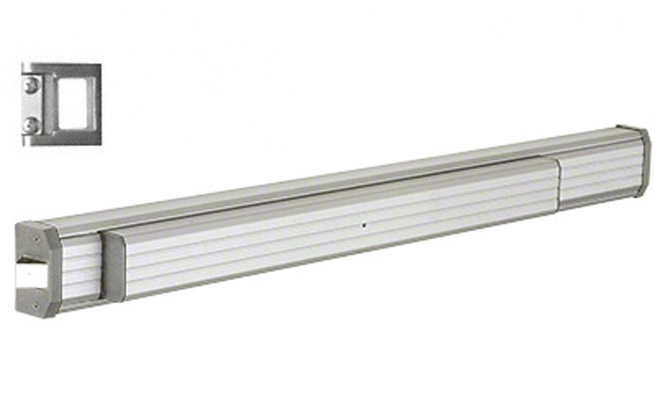 CRL Aluminum  Finish Jackson 1295 Push Pad Rim Panic Exit Device - Fluted Texture Extrusion, &#39;S&#39; Type Strike - 36&quot; | 311295S3628