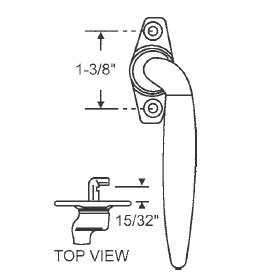 TechnologyLK STB Casement Window Locking Handle, Right Hand, White Bronze, 1-3/8&quot; Screw Holes | 32303