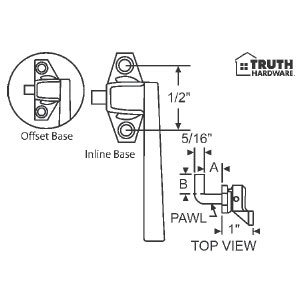 TechnologyLK STB Casement Window Locking Handle, Right Hand, Aluminum, 1/2&quot; Screw Holes | 323367