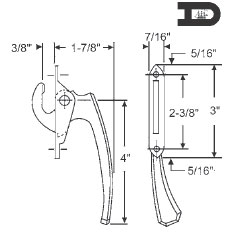 TechnologyLK STB Casement Window Locking Handle, Aluminum, 2-3/8&quot; Screw Holes | 3457