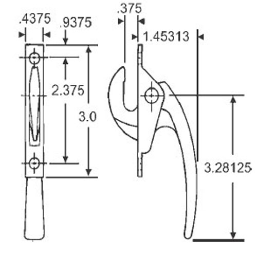 TechnologyLK STB Casement Window Locking Handle, Light Bronze, 2-3/8&quot; Screw Holes | 3471
